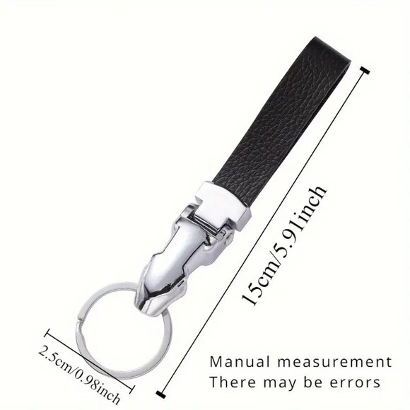 Men’s Sporty Leopard Head Luxury Keychain Vegan Leather Strap with Metal Ring - Picture 7 of 7